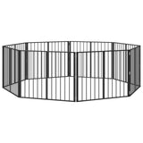 Dog Gate 8 pcs Black 100 x 80 cm Galvanised Steel 891995