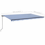 Manual Retractable Awning with LED 500x300 cm Blue and White 3069141