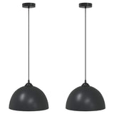 Pendant Lamps 2 pcs Height Adjustable E27 Black 30 cm Metal 4103451