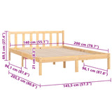 810082 Bed Frame without Mattress Solid Wood 140x200 cm