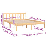 810082 Bed Frame without Mattress Solid Wood 140x200 cm