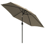 ZNTS Garden Parasol with LED Lights and Steel Pole 300 cm Taupe 44512