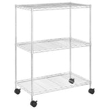 3-Tier Storage Rack with Wheels 60x35x81 cm Chrome 150 kg 324625