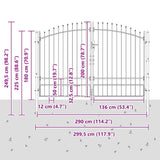 Double Gate with Lock Woerden Grey 299.5 x 249.5 cm Steel 42008849