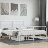 Bed Frame White Steel Double Bed Frame Rectangular 352648