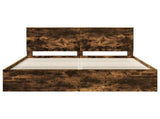 Bed Frame Smoked Oak 200 x 200 cm Solid Pine Wood 3409313