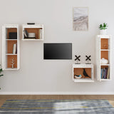 TV Cabinets 4 pcs White Solid Wood Pine 3100250