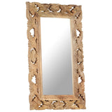 Hand Carved Mirror Brown 80x50 cm Solid Mango Wood 321639