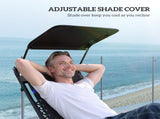 Zero Gravity Lounger Chair Set of 2, Folding Reclining Patio Chair with Shade Cover, Padded Seat, T3398P314688
