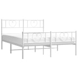Metal Bed Frame without Mattress with Footboard White 135x190cm 355529