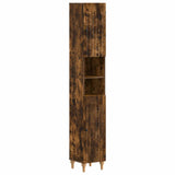 Bathroom Cabinet with Open Shelf ALKMAAR Smoked Oak 896160