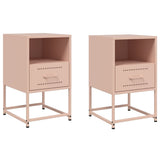 Bedside Cabinets 2 pcs Pink 36x39x60.5 cm Steel 846557