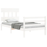 Bed Frame without Mattress White Single Solid Wood 3195122