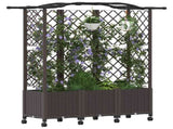 Raised Bed with Trellis and Roof Brown 163 x 40 x 144 cm PP 3423108