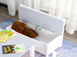 4-Piece Kids Table and Chair Set with 2 Wooden Chairs, 1 Storage Bench, and Interesting Modern T3398P347691