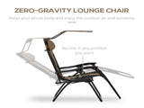 Zero Gravity Lounger Chair, Folding Reclining Patio Chair with Shade Cover, Padded Seat, Cup Holder, T3398P315981