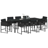 Garden Dining Set 9 pcs Black Poly Rattan 3380720