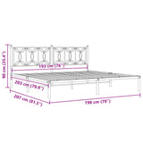 Metal Bed Frame without Mattress with Headboard White 193x203cm 376183