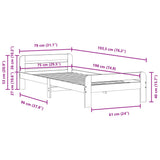 Bed Frame without Mattress Wax Brown 75x190 cm Small Single Solid Wood Pine 855498