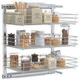 3-Tier Pull-out Kitchen Wire Basket Silver 47x35x56 cm 50970