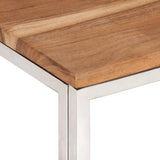 Coffee Table Silver Stainless Steel and Solid Wood Acacia 350023