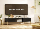 TV Stand for TVs up to 65", Entertainment Center with 2 Open Shelves, 2 Cabinets and Steel Legs for T3398P552698
