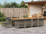 13 Piece Garden Dining Set with Cushions Grey Poly Rattan 3210806