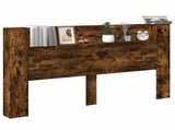 Headboard Cabinet with LED Smoked Oak 180 x 16.5 x 103.5 cm 8006572