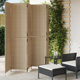 Room Divider 5 Panels Beige Poly Rattan 365367
