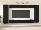 TV Cabinet Set Wall-mounted 10 pcs Black Oak Engineered Wood 3393151