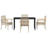 Garden Dining Set with Cushion 5 pcs Beige and Black Rattan 3380829