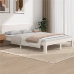 Bed Frame without Mattress White Solid Wood Pine 140x190cm 810476