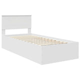 Bed Frame with Headboard White 100 x 200 cm Engineered Wood 3408697