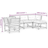 5 Piece Garden Lounge Set with Cushions White Solid Wood Pine 3216921