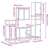 ZNTS 4 Piece Bathroom Furniture Set Grey Sonoma Engineered Wood 3301208