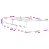 Bed Frame with Storage Black Oak 80 x 200 cm Engineered Wood 3429611