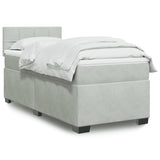 Box Spring Bed with Mattress Light Grey 90x200 cm Velvet 3286222