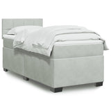 ZNTS Box Spring Bed with Mattress Light Grey 90x200 cm Velvet 3286222