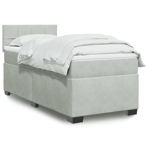 ZNTS Box Spring Bed with Mattress Light Grey 90x200 cm Velvet 3286222