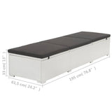 Sun Lounger with Black Cushion Poly Rattan White 317107