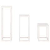 3 Piece Plant Stand Set White Solid Wood Pine 822268