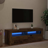 TV Cabinet with LED Lights Old Wood 120x35x40 cm Engineered Wood 856319
