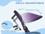 6 in 1 Kids Trike Push Bike w/ Push Handle, Canopy, 5-point Safety Belt, Storage, Footrest, Brake, T3398P348142