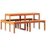 Picnic Table Wax Brown 160x134x75 cm Solid Wood Pine 844648