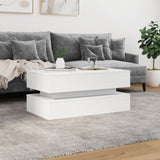 ZNTS Coffee Table with LED Lights White 90x50x40 cm 839861