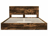 Storage Bed with Drawer Smoked Oak 140 x 190 cm Engineered Wood 3411212