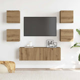 5 Piece TV Cabinet Set Wall-mounted Artisan Oak Engineered Wood 3329146
