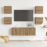 5 Piece TV Cabinet Set Wall-mounted Artisan Oak Engineered Wood 3329146