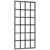 Sliding Door with Hardware Set Black 90x205 cm ESG Glass 3375934