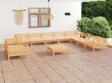11 Piece Garden Lounge Set Solid Wood Pine 3083199
